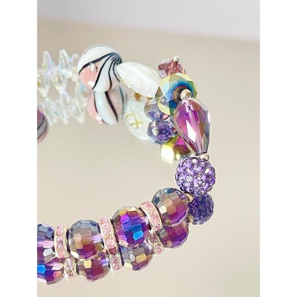 Purple Crystal Beaded Bracelet Set - Picture 11 of 16